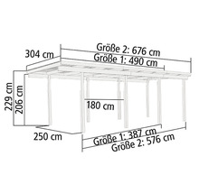 Einzelcarport Karibu Eco 2C PVC Platten ohne Beschläge, 268x576 cm kesseldruckimprägniert
