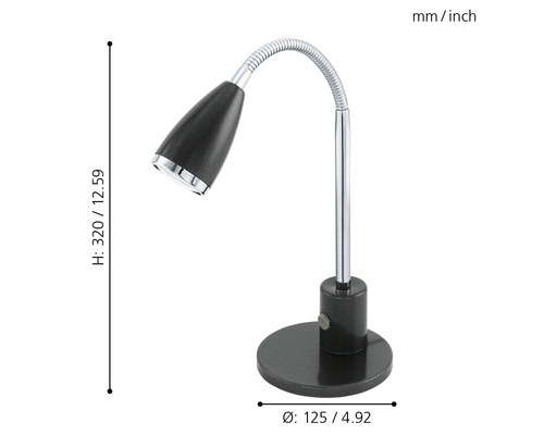 Lampe de table avec bras flexible et base ronde pour un éclairage flexible