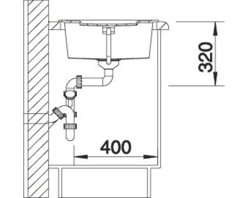 Schéma technique d''un lavabo avec dimensions