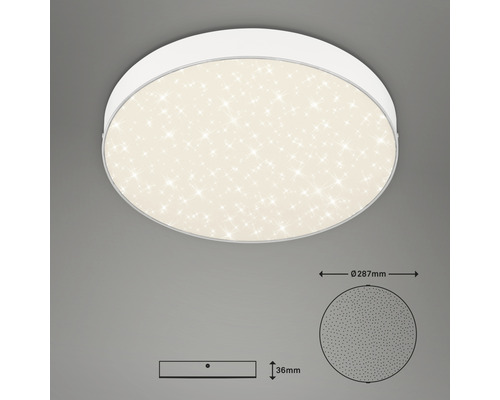 Plafonnier rond avec effet étoilé et dimensions diamètre 287 millimètres et hauteur 36 millimètres