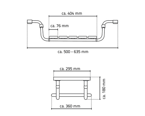 Dessin technique d''un banc de douche avec dimensions
