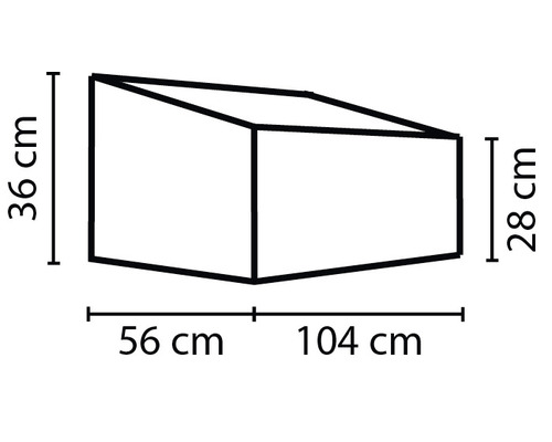 Schéma technique d''un bac à plantes avec indications de dimensions