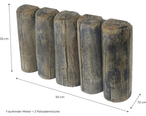Palissade de jardin en bois, hauteur 30 cm, pour bordure de parterre
