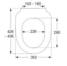 Schéma technique d''un siège de WC avec dimensions