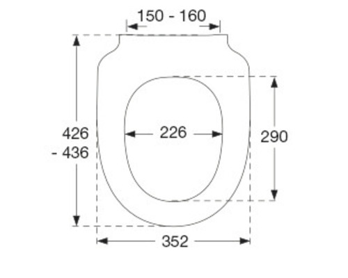 Schéma technique d''un siège de WC avec dimensions