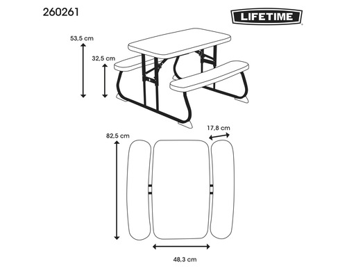 Masse des Picknicktisches