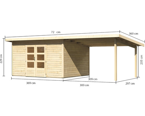 Dimensions d''un abri de jardin en bois avec carport