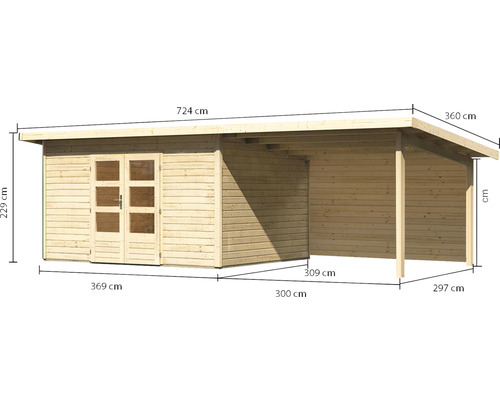 Dimensions d''un abri de jardin en bois avec annexe