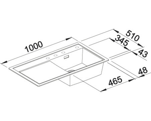 Illustration de l''évier avec dimensions