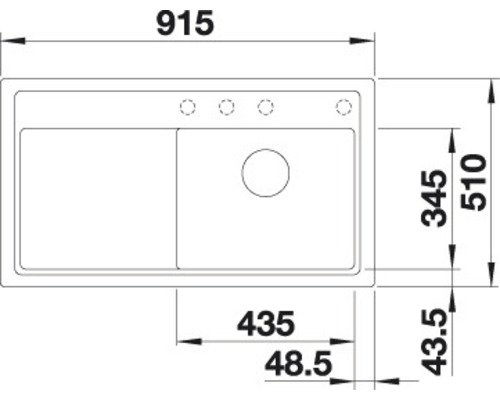 Dessin technique d''un évier avec dimensions