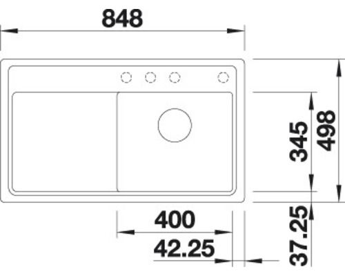 Dimensions de l''évier à deux bacs
