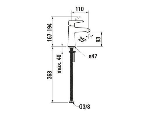 Schéma technique d''un robinet avec dimensions