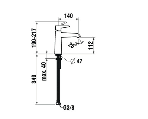 Dessin technique d''un robinet avec dimensions