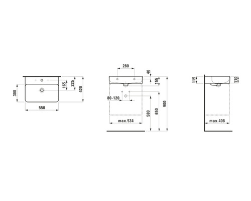Masszeichnung Waschbecken