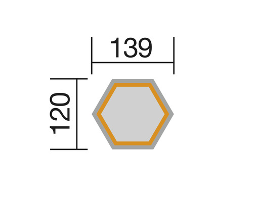Dessin technique d''un profilé hexagonal avec cotes