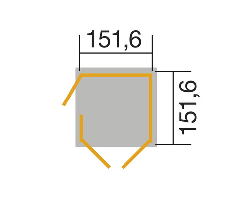Plan d''un abri de jardin mesurant 151,6 x 151,6 cm