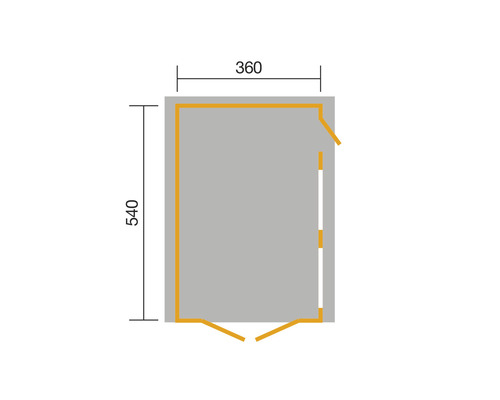 Plan d''un abri de jardin mesurant 360 sur 540