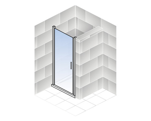 Douche d''angle avec porte en verre