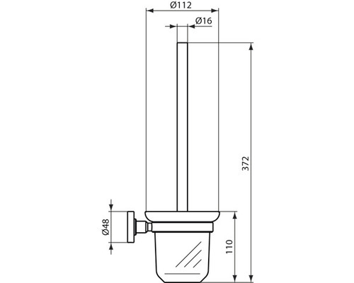 Schéma technique d''un ensemble de brosse de toilette avec dimensions