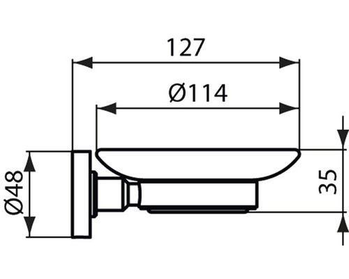 Dessin technique d''un porte-savon avec dimensions