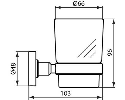 Dessin technique d''un porte-gobelet pour brosse à dents avec dimensions