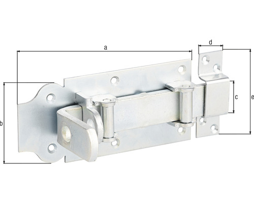 Verrou à targette avec indications de dimension