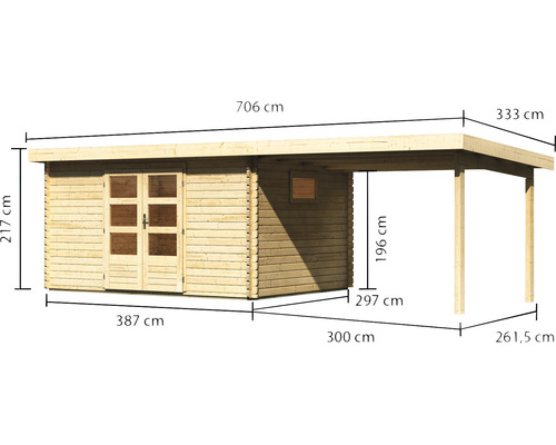Dimensions d''un abri de jardin en bois avec annexe
