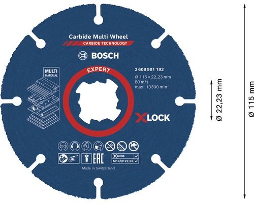 Disque à tronçonner Bosch Expert Carbide Multi Wheel, diamètre 115 mm