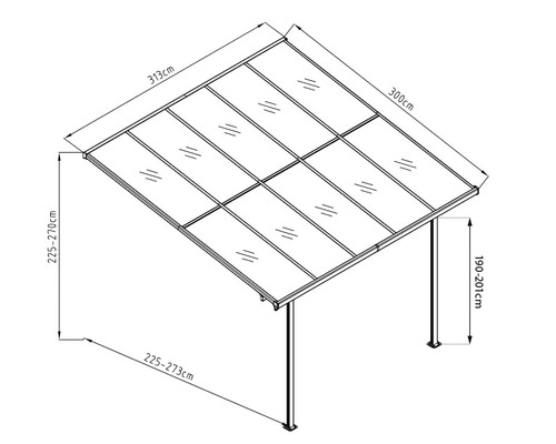 Schéma technique d''un toit de terrasse avec dimensions