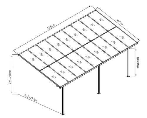 Schéma technique d''un toit de terrasse avec dimensions