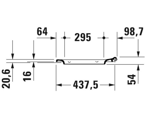 Technische Zeichnung eines Möbelgriffs mit Maßangaben