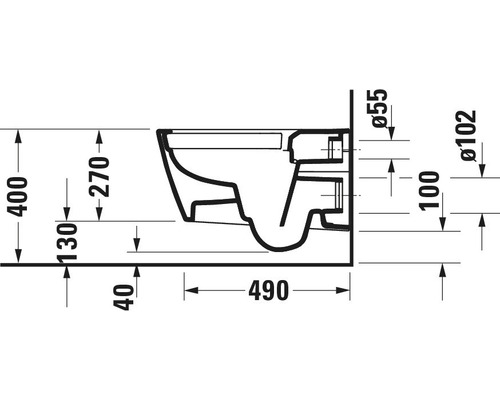 Schéma technique d''un WC suspendu avec dimensions