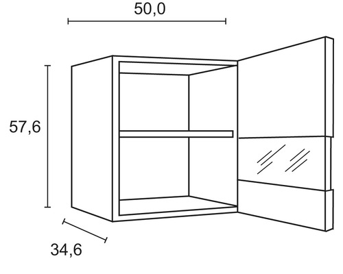 Schéma d''un meuble haut avec dimensions
