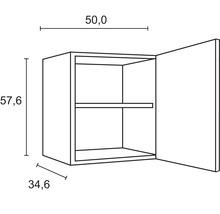 Schéma technique d''un meuble haut avec dimensions.