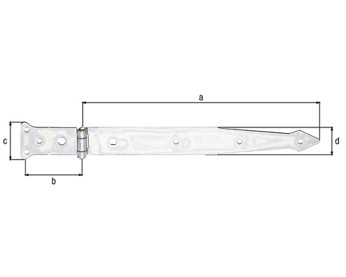 L''image montre une penture avec des indications de dimensions.