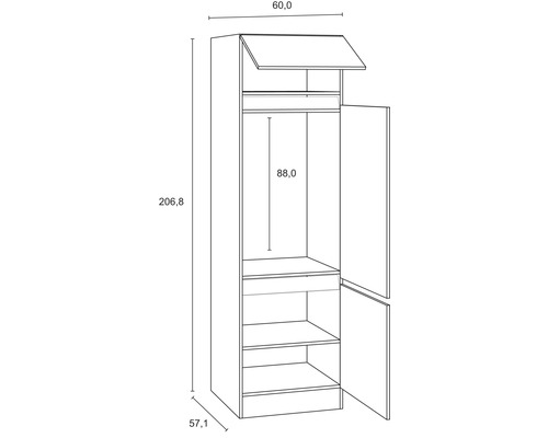 Schéma technique d''une armoire avec dimensions