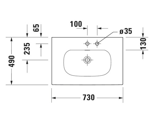 Dessin technique d''un lavabo avec indications de mesure