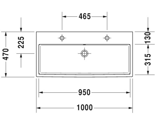 Dessin d''un lavabo avec des indications de mesure