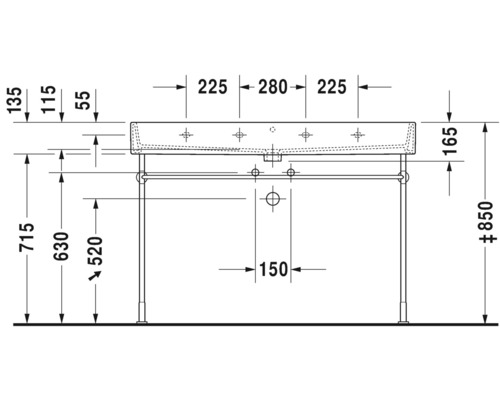 Dessin technique d''un lavabo avec dimensions.