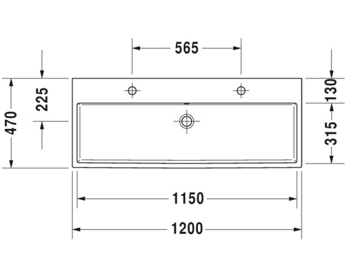 Dessin technique d''un lavabo avec indications de dimension