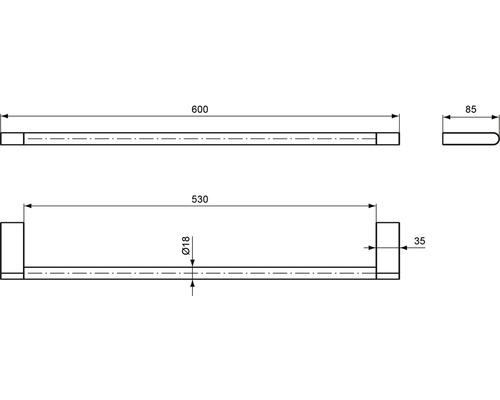 Technische Zeichnung eines Profils mit Maßangaben