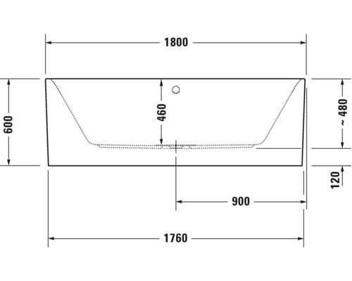 Dessin technique d''une baignoire avec dimensions.