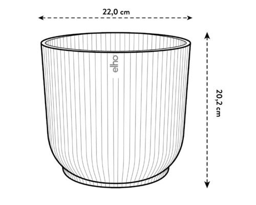 Image d''un pot de fleurs Elho mesurant 22,0 cm de large et 20,2 cm de haut.