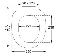 Schéma technique d''un siège de toilette avec dimensions