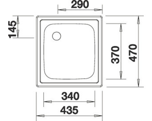 Technische Zeichnung einer Duschwanne mit Maßangaben
