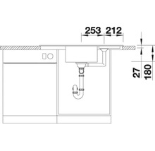 Dessin technique avec dimensions pour l installation d un évier au dessus d un lave vaisselle.
