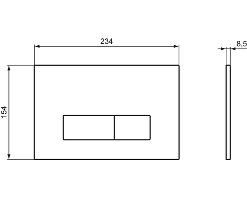 Abmessungen einer Betätigungsplatte für die Toilettenspülung