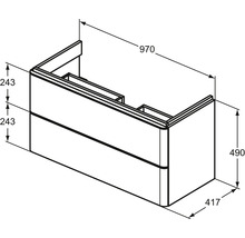 Zeichnung eines Waschtischunterschranks mit den Maßen 970x417x490 Millimeter
