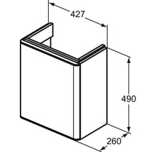 Dessin technique d''un meuble sous-lavabo avec indications de dimensions