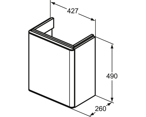 Dessin technique d''un meuble sous-lavabo avec indications de dimensions